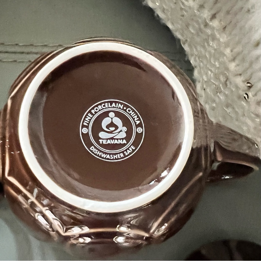 Vintage TEAVANA Brown MCM PORCELAIN 6pc TEA Coffee 8oz CUP MUG SET w/ Infusers - Picture 11 of 16